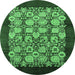 Round Oriental Emerald Green Industrial Rug, urb689emgrn