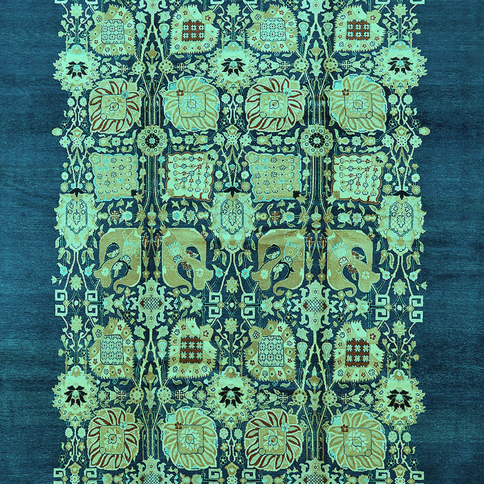 Machine Washable Oriental Turquoise Industrial Area Rugs, wshurb689turq