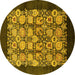 Round Oriental Yellow Industrial Rug, urb689yw