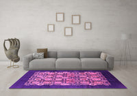 Machine Washable Oriental Pink Industrial Rug, wshurb689pnk