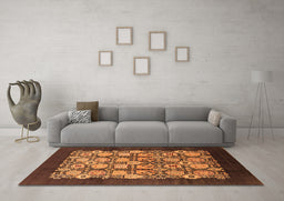 Machine Washable Oriental Orange Industrial Area Rugs in a Living Room, wshurb689org
