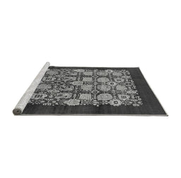 Sideview of Machine Washable Oriental Gray Industrial Rug, wshurb689gry