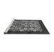 Sideview of Machine Washable Oriental Gray Industrial Rug, wshurb689gry