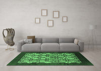 Machine Washable Oriental Emerald Green Industrial Rug, wshurb689emgrn