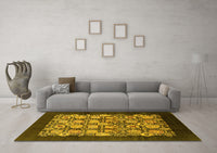 Machine Washable Oriental Yellow Industrial Rug, wshurb689yw