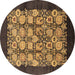 Round Oriental Brown Industrial Rug, urb689brn