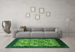 Machine Washable Oriental Green Industrial Area Rugs in a Living Room,, wshurb689grn