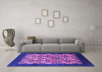 Machine Washable Oriental Purple Industrial Rug, wshurb689pur