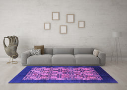 Machine Washable Oriental Purple Industrial Area Rugs in a Living Room, wshurb689pur