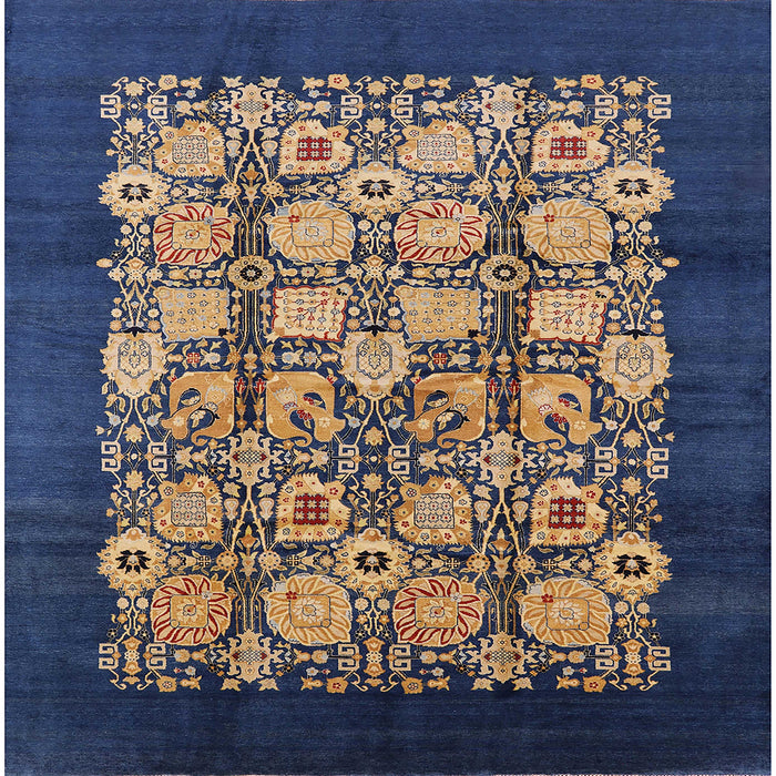 Square Mid-Century Modern Brown Oriental Rug, urb689