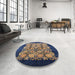 Round Mid-Century Modern Brown Oriental Rug in a Office, urb689