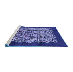 Sideview of Machine Washable Oriental Blue Industrial Rug, wshurb689blu
