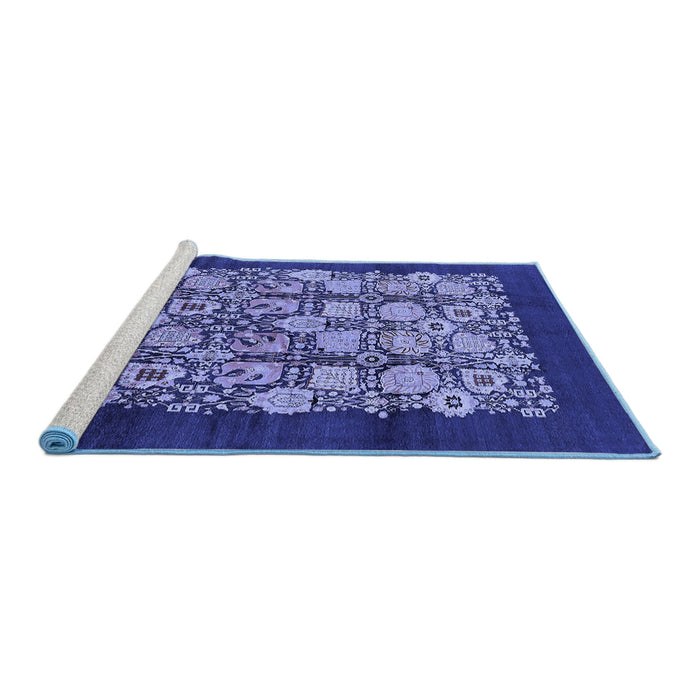 Sideview of Machine Washable Oriental Blue Industrial Rug, wshurb689blu