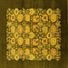 Square Machine Washable Oriental Yellow Industrial Rug, wshurb689yw