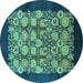 Round Oriental Turquoise Industrial Rug, urb689turq