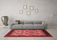 Machine Washable Oriental Red Industrial Rug, wshurb689red