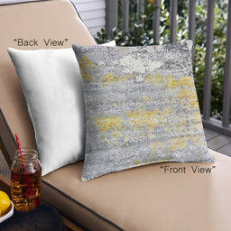 Front View of Mid-Century Modern Urban Square Tan Brown Gold Throw Pillow, 18 inch by 18 inch, pwurb68