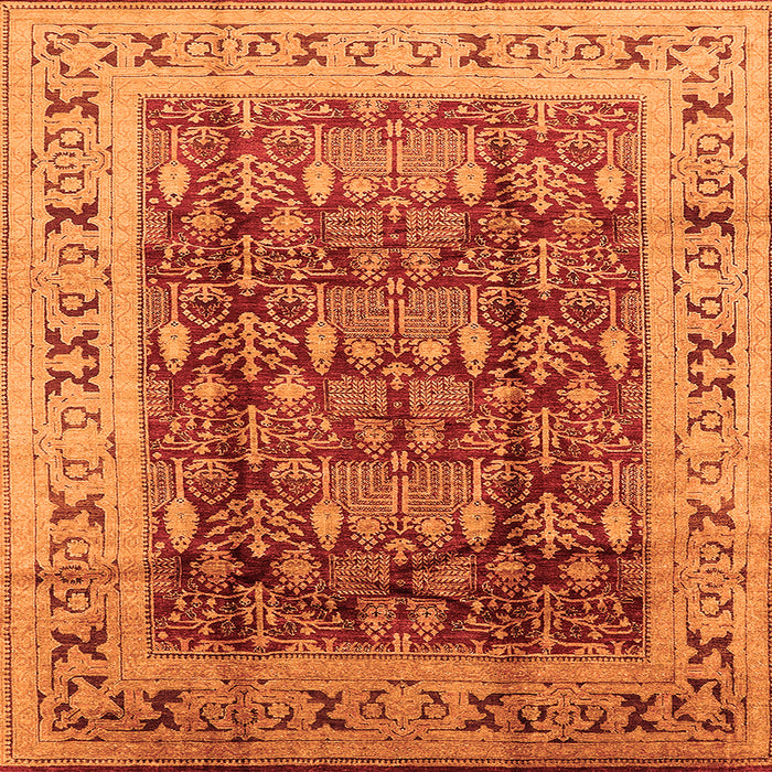 Square Oriental Orange Traditional Rug, urb690org