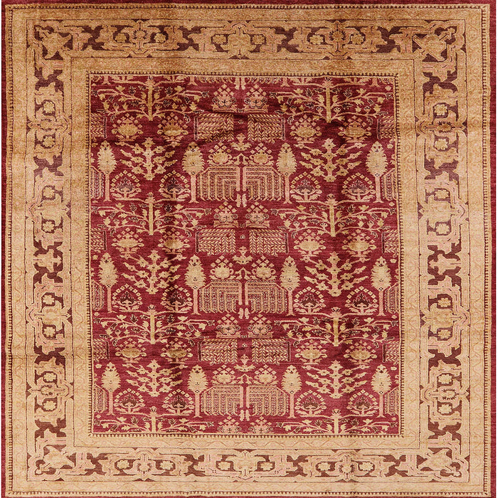 Square Mid-Century Modern Red Oriental Rug, urb690