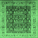 Square Machine Washable Oriental Emerald Green Traditional Area Rugs, wshurb690emgrn