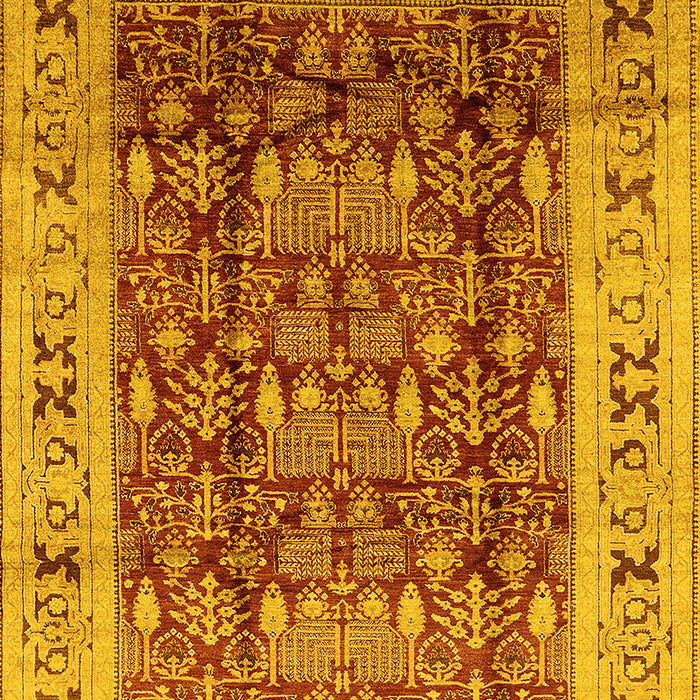 Machine Washable Oriental Yellow Traditional Rug, wshurb690yw