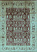 Machine Washable Oriental Light Blue Traditional Rug, wshurb690lblu