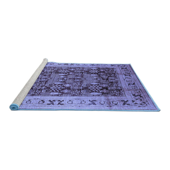 Sideview of Machine Washable Oriental Blue Traditional Rug, wshurb690blu