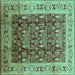 Square Oriental Turquoise Traditional Rug, urb690turq
