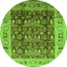 Round Oriental Green Traditional Rug, urb690grn