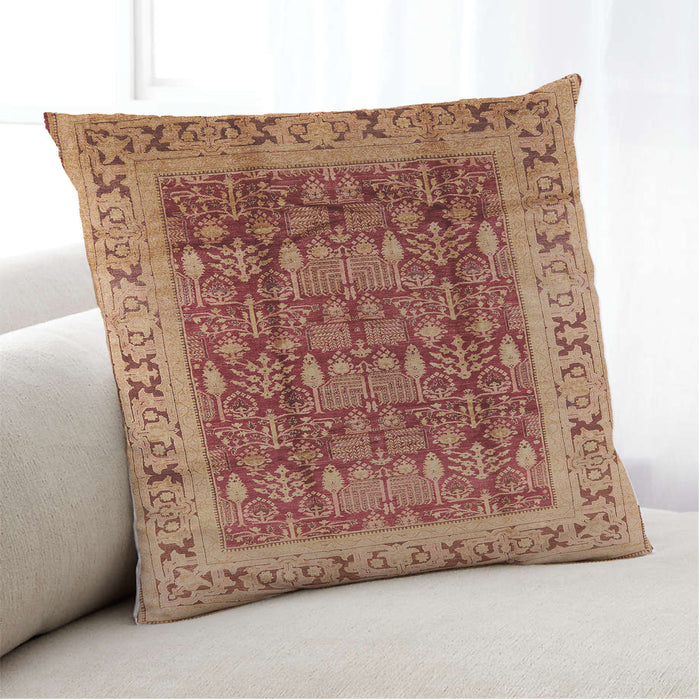 Lifestyle Image of Mid-Century Modern Urban Square Red Throw Pillow, 18 inch by 18 inch, pwurb690