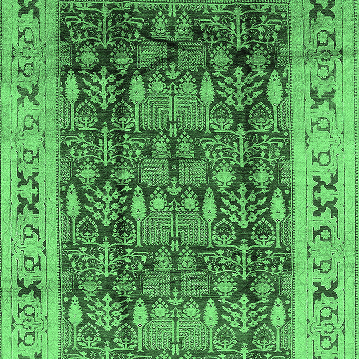 Machine Washable Oriental Emerald Green Traditional Area Rugs, wshurb690emgrn