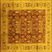 Square Machine Washable Oriental Yellow Traditional Rug, wshurb690yw