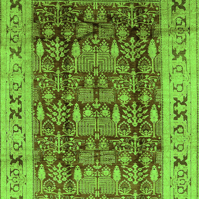Machine Washable Oriental Green Traditional Area Rugs, wshurb690grn