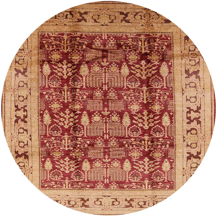 Round Machine Washable Industrial Modern Red Rug, wshurb690