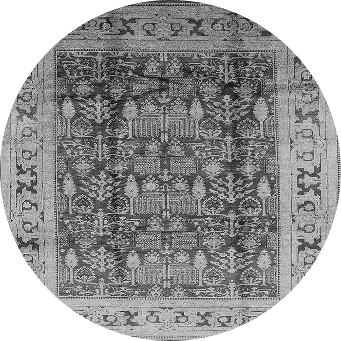 Round Oriental Gray Traditional Rug, urb690gry