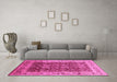 Machine Washable Oriental Pink Traditional Rug in a Living Room, wshurb690pnk