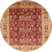 Round Mid-Century Modern Red Oriental Rug, urb690