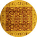 Round Oriental Yellow Traditional Rug, urb690yw