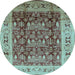 Round Oriental Light Blue Traditional Rug, urb690lblu