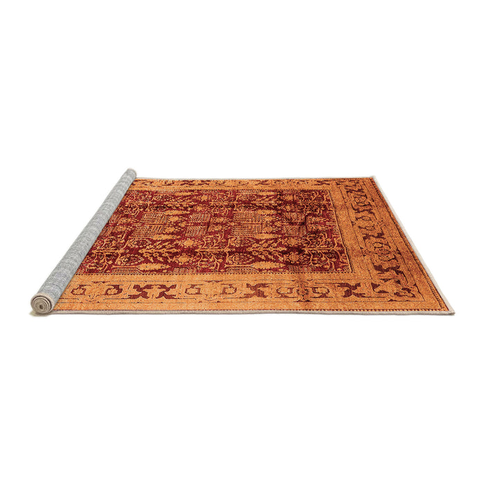 Sideview of Machine Washable Oriental Orange Traditional Area Rugs, wshurb690org