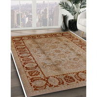 Mid-Century Modern Mahogany Brown Oriental Rug, urb691