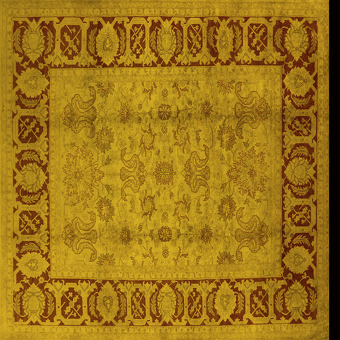 Square Oriental Yellow Traditional Rug, urb691yw