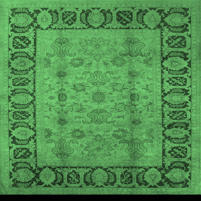Square Oriental Emerald Green Traditional Rug, urb691emgrn