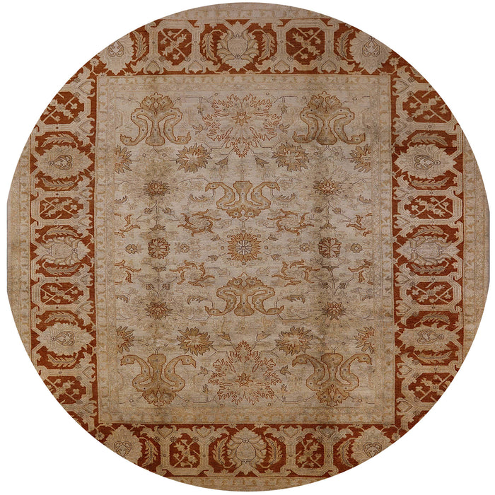 Round Machine Washable Industrial Modern Mahogany Brown Rug, wshurb691