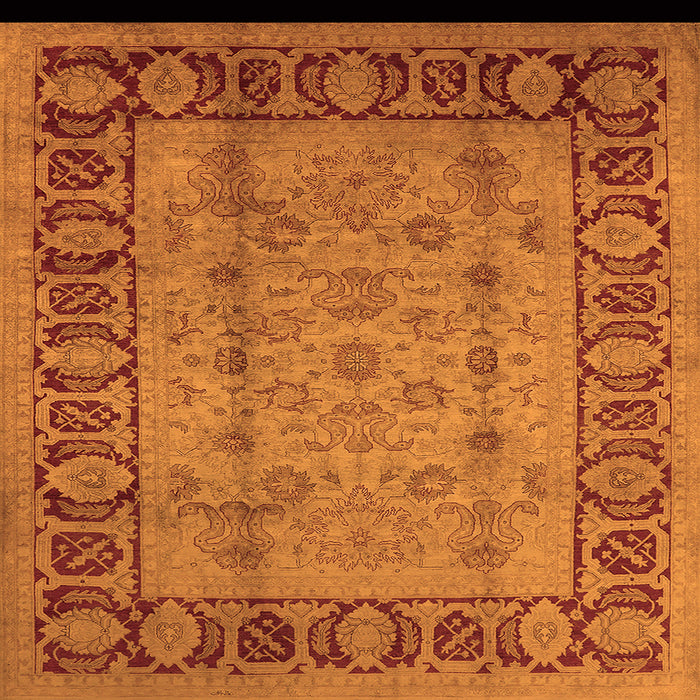 Square Machine Washable Oriental Orange Traditional Area Rugs, wshurb691org