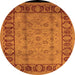 Round Machine Washable Oriental Orange Traditional Area Rugs, wshurb691org