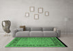 Machine Washable Oriental Emerald Green Traditional Area Rugs in a Living Room,, wshurb691emgrn
