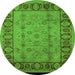 Round Oriental Green Traditional Rug, urb691grn