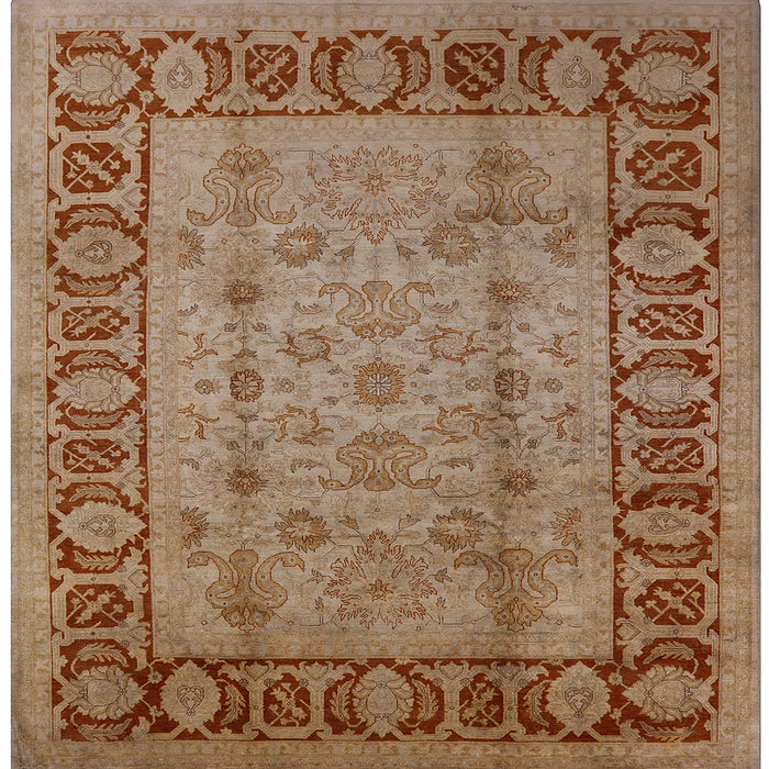 Square Mid-Century Modern Mahogany Brown Oriental Rug, urb691
