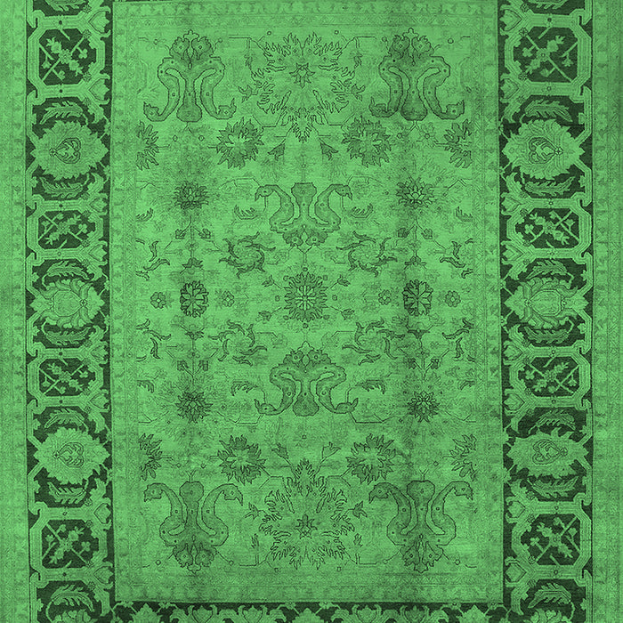 Machine Washable Oriental Emerald Green Traditional Area Rugs, wshurb691emgrn